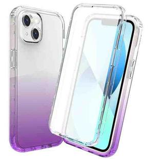 For iPhone 14 Full Body Shockproof Clear Gradient Phone Case (Purple)