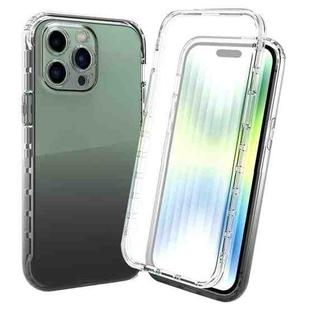 For iPhone 14 Pro Full Body Shockproof Clear Gradient Phone Case (Black)