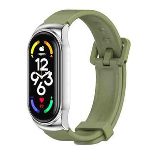 For Xiaomi Mi Band 7 / 7 NFC MIJOBS CS Metal Case + Silicone Watch Band(Army Green Silver)