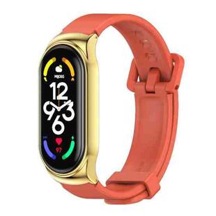 For Xiaomi Mi Band 7 / 7 NFC MIJOBS CS Metal Case + Silicone Watch Band(Orange Gold)