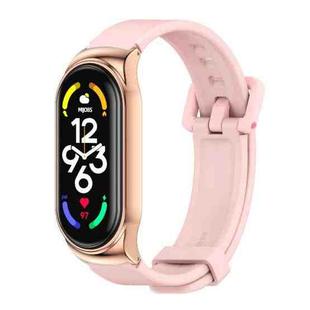 For Xiaomi Mi Band 7 / 7 NFC MIJOBS CS Metal Case + Silicone Watch Band(Pink Rose Gold)