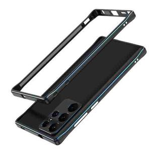 For Samsung Galaxy S22 Ultra Aurora Series Lens Protector + Metal Frame Protective Phone Case(Black Blue)