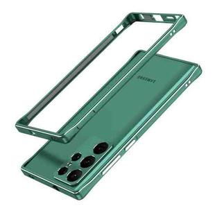 For Samsung Galaxy S22 Ultra Aurora Series Lens Protector + Metal Frame Protective Phone Case(Green Silver)