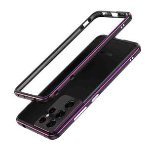 For Samsung Galaxy S21 Ultra Aurora Series Lens Protector + Metal Frame Protective Phone Case(Black Purple)