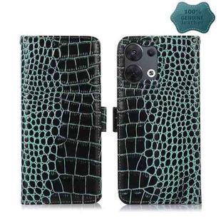 For OPPO Reno8 Crocodile Top Layer Cowhide Leather Phone Case(Green)