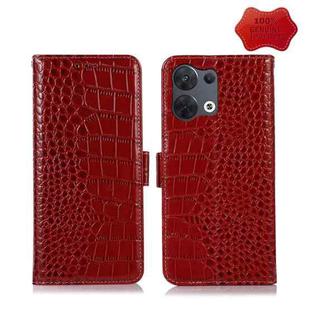 For OPPO Reno8 Pro 5G China Crocodile Top Layer Cowhide Leather Phone Case(Red)