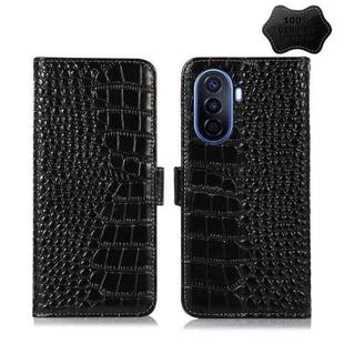 For Huawei Enjoy 50 CN / nova Y70 Plus / Y70 4G CN Crocodile Top Layer Cowhide Leather Phone Case(Black)