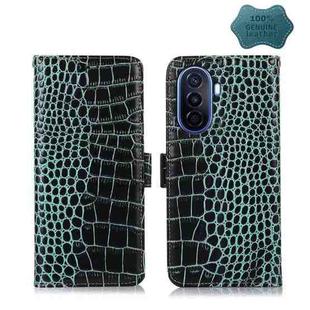 For Huawei Enjoy 50 CN / nova Y70 Plus / Y70 4G CN Crocodile Top Layer Cowhide Leather Phone Case(Green)