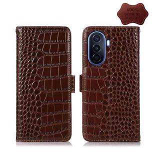 For Huawei Enjoy 50 CN / nova Y70 Plus / Y70 4G CN Crocodile Top Layer Cowhide Leather Phone Case(Brown)