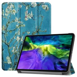 For iPad Pro 11 inch 2020 Custer Painted PU Leather Tablet Case with Sleep / Wake-up Function & 3-Fold Holder(Apricot Blossom)