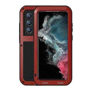 For Samsung Galaxy S22 Ultra 5G LOVE MEI Metal Shockproof Waterproof Dustproof Protective Phone Case(Red)