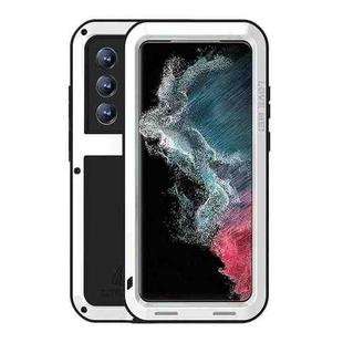 For Samsung Galaxy S22 Ultra 5G LOVE MEI Metal Shockproof Waterproof Dustproof Protective Phone Case(White)