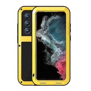 For Samsung Galaxy S22 Ultra 5G LOVE MEI Metal Shockproof Waterproof Dustproof Protective Phone Case(Yellow)
