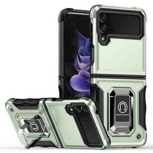 For Samsung Galaxy Z Flip4 Ring Holder Non-slip Shockproof Armor Phone Case(Green)