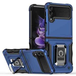 For Samsung Galaxy Z Flip4 Ring Holder Non-slip Shockproof Armor Phone Case(Blue)