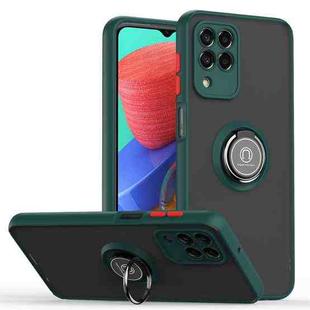 For Samsung Galaxy M33 Q Shadow 1 Series TPU + PC Phone Case with Ring(Dark Green)