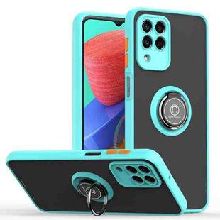 For Samsung Galaxy M33 Q Shadow 1 Series TPU + PC Phone Case with Ring(Sky Blue)