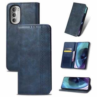 For Motorola Moto G52j 5G Magnetic Buckle Retro Crazy Horse Leather Phone Case(Blue)