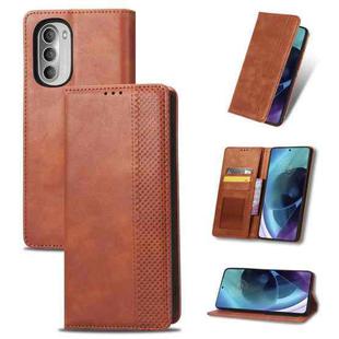 For Motorola Moto G52j 5G Magnetic Buckle Retro Crazy Horse Leather Phone Case(Brown)