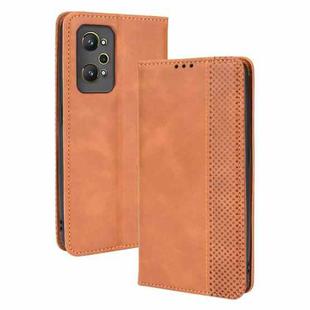 For OPPO Realme GT Neo 3T/GT Neo2/GT2 Magnetic Buckle Retro Crazy Horse Leather Phone Case(Brown)