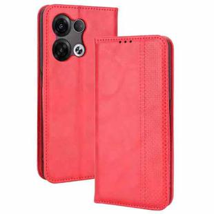 For OPPO Reno8 Magnetic Buckle Retro Crazy Horse Leather Phone Case(Red)