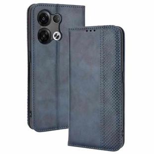 For OPPO Reno8 Magnetic Buckle Retro Crazy Horse Leather Phone Case(Blue)