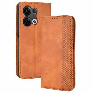 For OPPO Reno8 Magnetic Buckle Retro Crazy Horse Leather Phone Case(Brown)