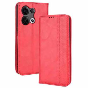 For OPPO Reno8 Pro+ Magnetic Buckle Retro Crazy Horse Leather Phone Case(Red)