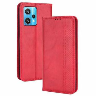 For OnePlus Nord CE 2 Lite 5G/OPPO Realme 9 Pro/9 5G Magnetic Buckle Retro Crazy Horse Leather Phone Case(Red)