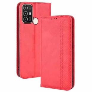 For ZTE Blade A52 Magnetic Buckle Retro Crazy Horse Leather Phone Case(Red)