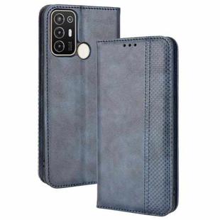 For ZTE Blade A52 Magnetic Buckle Retro Crazy Horse Leather Phone Case(Blue)