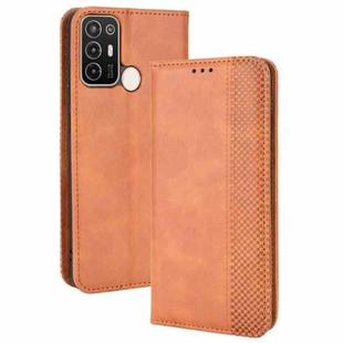 For ZTE Blade A52 Magnetic Buckle Retro Crazy Horse Leather Phone Case(Brown)