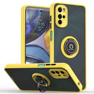 For Motorola Moto G22 Q Shadow 1 Series TPU + PC Phone Case with Ring(Yellow)