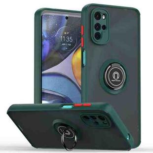 For Motorola Moto G22 Q Shadow 1 Series TPU + PC Phone Case with Ring(Dark Green)
