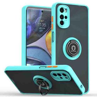 For Motorola Moto G22 Q Shadow 1 Series TPU + PC Phone Case with Ring(Sky Blue)