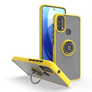 For Motorola Moto E20/E40 Q Shadow 1 Series TPU + PC Phone Case with Ring(Yellow)