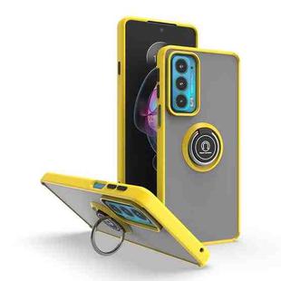 For Motorola Edge 20 Q Shadow 1 Series TPU + PC Phone Case with Ring(Yellow)