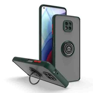 For Motorola Moto G Power 2021 Q Shadow 1 Series TPU + PC Phone Case with Ring(Dark Green)