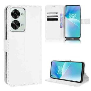 For OnePlus Nord 2T Diamond Texture Leather Phone Case(White)