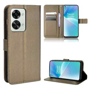 For OnePlus Nord 2T Diamond Texture Leather Phone Case(Brown)