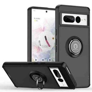 For Google Pixel 7 Pro Q Shadow 1 Series TPU + PC Phone Case with Ring(Black+Black)