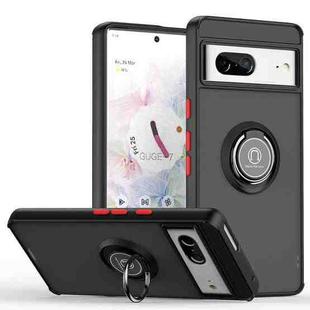 For Google Pixel 7 Q Shadow 1 Series TPU + PC Phone Case with Ring(Black+Red)