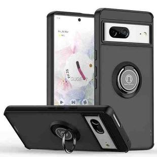 For Google Pixel 7 Q Shadow 1 Series TPU + PC Phone Case with Ring(Black+Black)