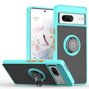 For Google Pixel 7 Q Shadow 1 Series TPU + PC Phone Case with Ring(Sky Blue)