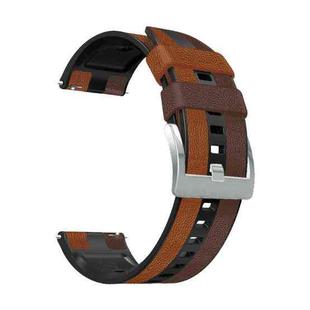 For Huawei Watch GT 3 Pro 22mm Silicone + Leather Tri-color Watch Band(Brown Black)