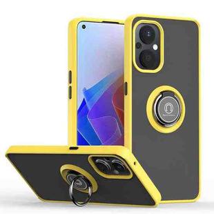 For Oppo A96 4G/Realme 9i Q Shadow 1 Series TPU + PC Phone Case with Ring(Yellow)