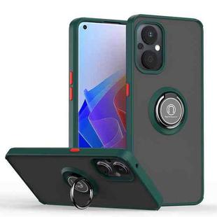For Oppo A96 4G/Realme 9i Q Shadow 1 Series TPU + PC Phone Case with Ring(Dark Green)