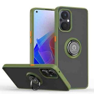 For Oppo A96 4G/Realme 9i Q Shadow 1 Series TPU + PC Phone Case with Ring(Green)