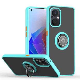 For Oppo A96 4G/Realme 9i Q Shadow 1 Series TPU + PC Phone Case with Ring(Sky Blue)