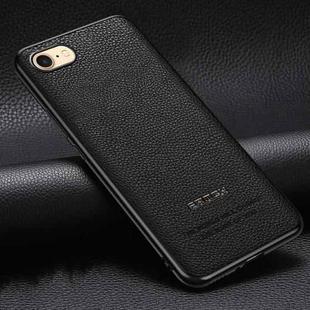 Pasted Leather Litchi Texture TPU Phone Case For iPhone SE 2022 / SE 2020 / 8 / 7(Black)